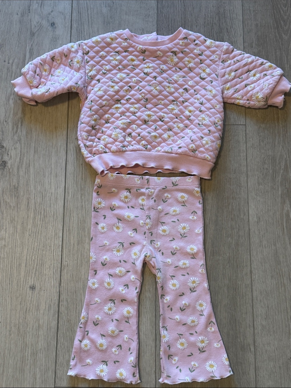 Little Me Kids Pink Quilted Daisy Matching Set 12m